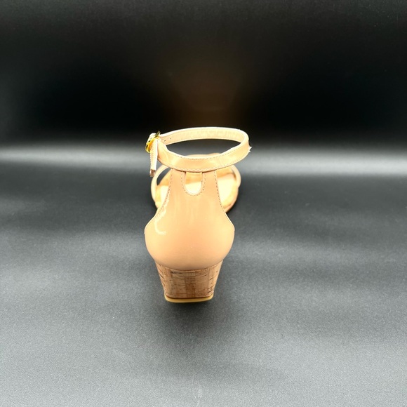 STUART WEITZMAN Nudistcurve 50 Nude Patent Leather Wedge Sandals Shoes US 8 $395 - Picture 9 of 11